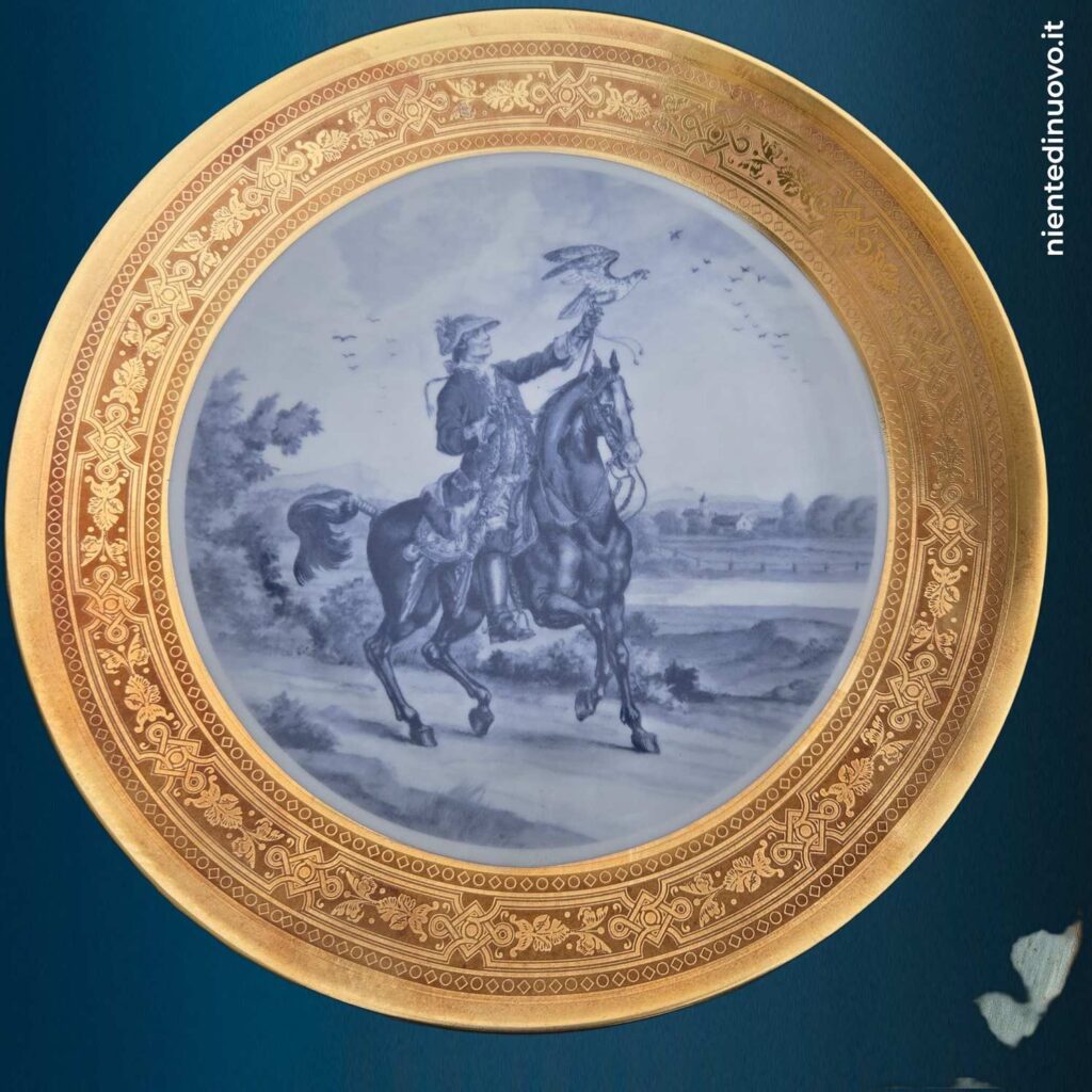 Piatto da parete in porcellana bavarese con bordo oro - immagine aggiuntiva 5