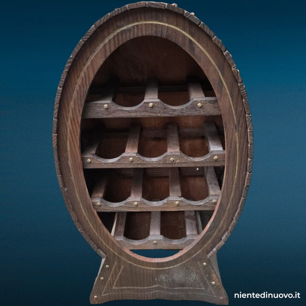 cantinetta portabottiglie in legno a forma di botte - immagine aggiuntiva 6