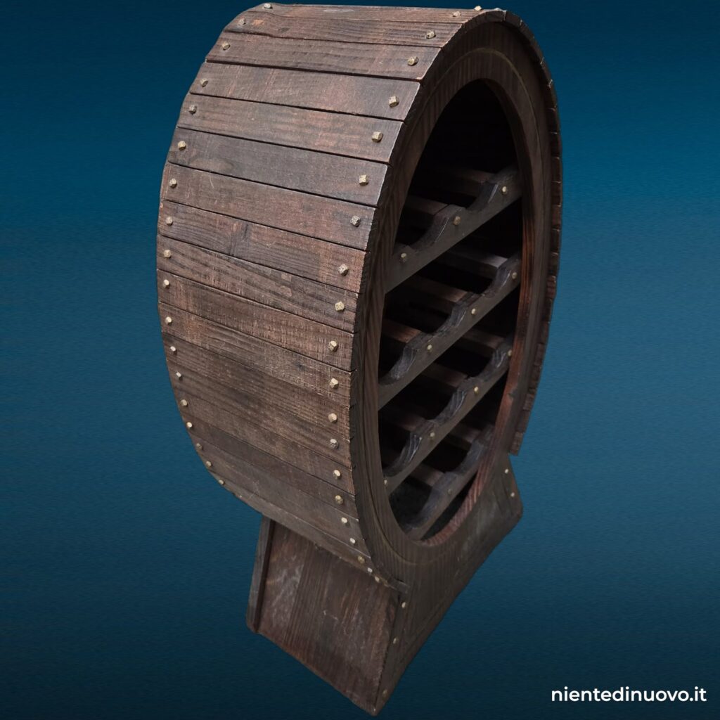 cantinetta portabottiglie in legno a forma di botte - immagine aggiuntiva 4