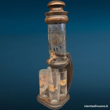 dispenser vintage per whiskey con vassoio e 4 bicchieri - immagine aggiuntiva 2