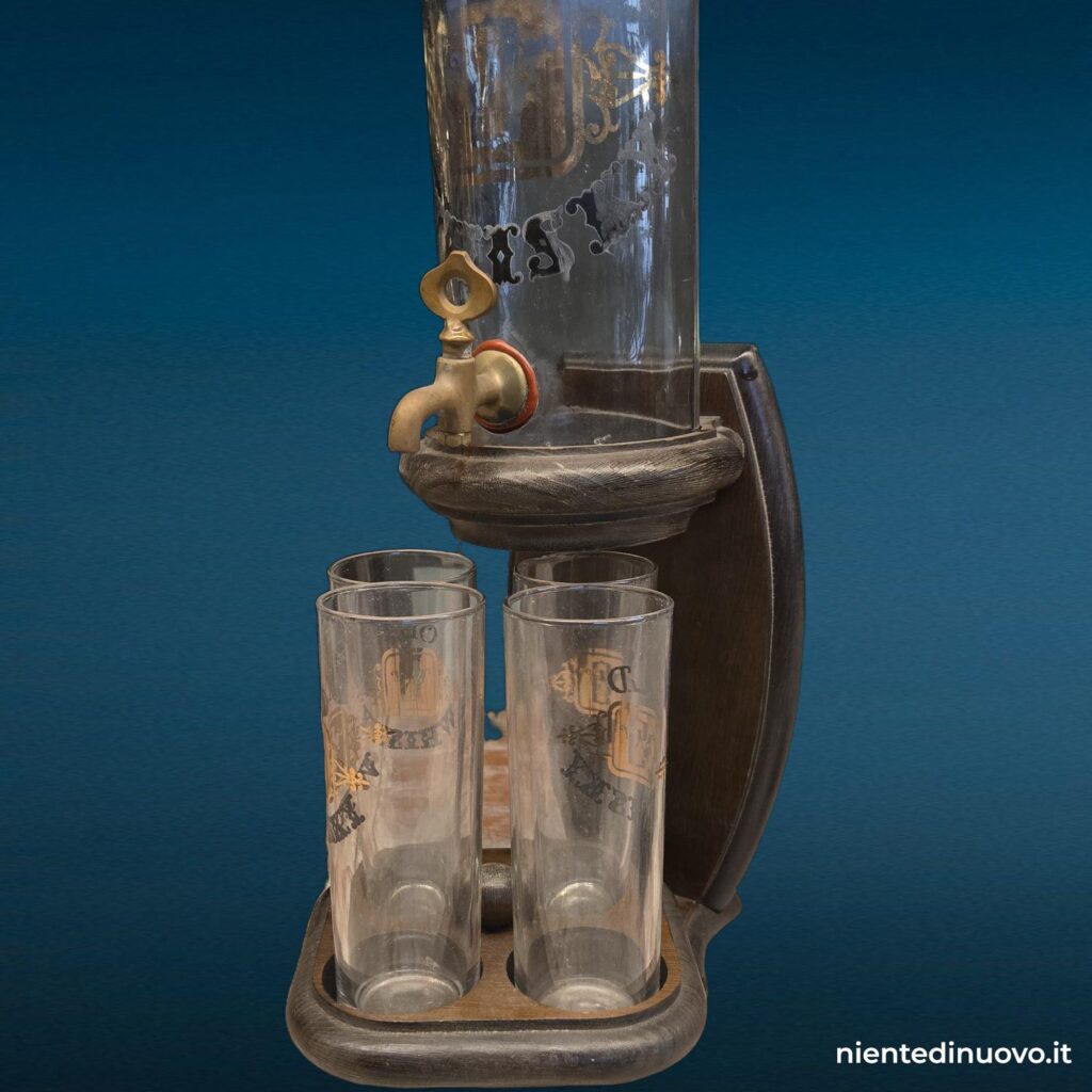 dispenser vintage per whiskey con vassoio e 4 bicchieri - immagine aggiuntiva 3