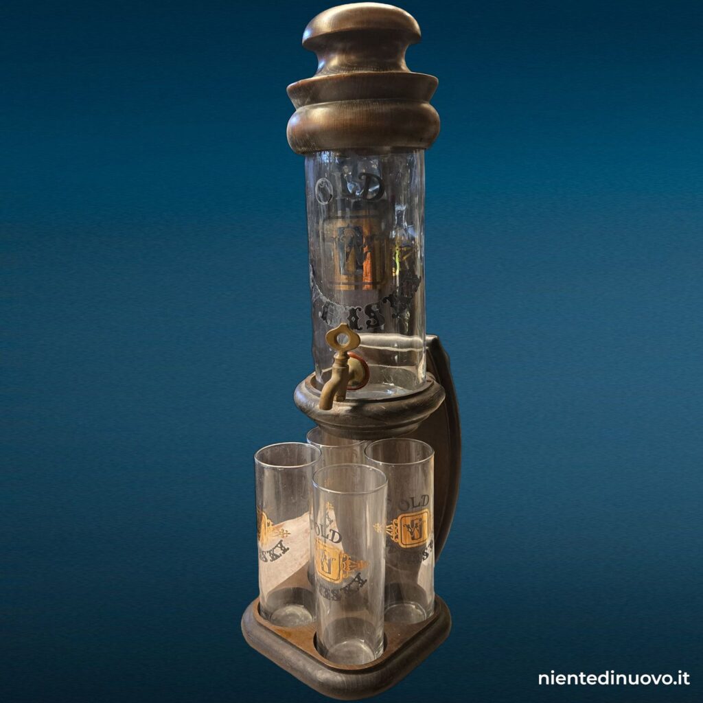 dispenser vintage per whiskey con vassoio e 4 bicchieri - immagine aggiuntiva 8