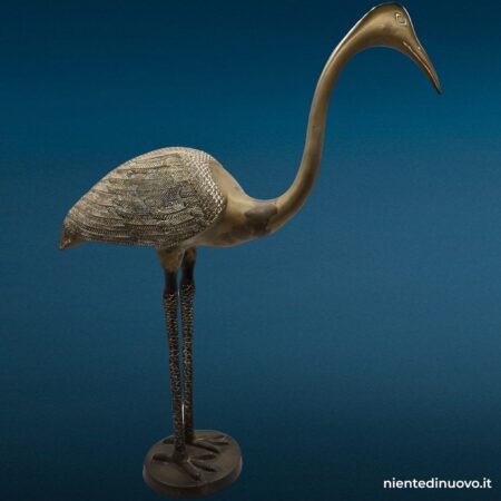 Scultura airone gru in ottone con patina vintage - immagine aggiuntiva 9