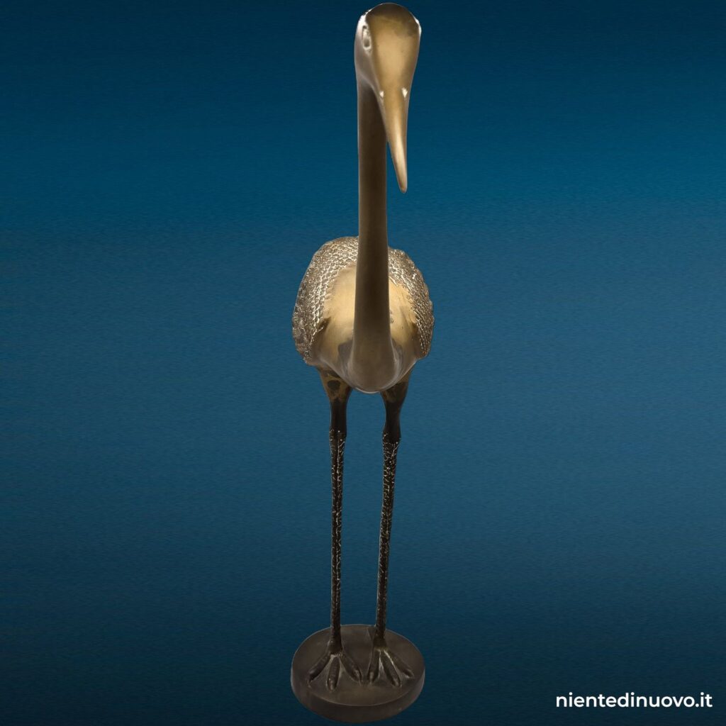 Scultura airone gru in ottone con patina vintage - immagine aggiuntiva 6