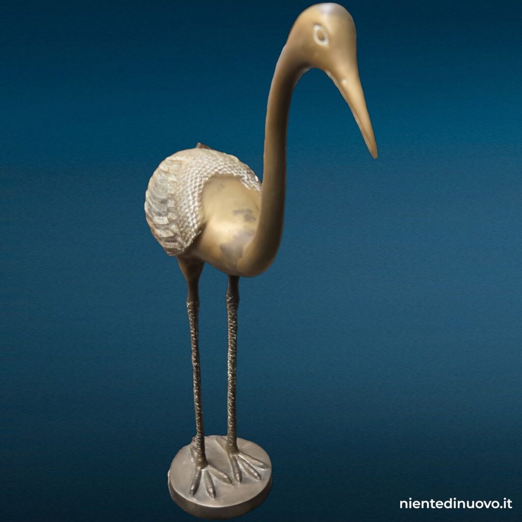 Scultura airone gru in ottone con patina vintage - immagine aggiuntiva 8