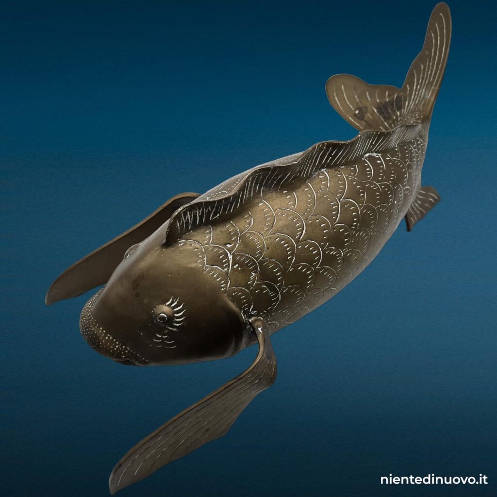 Scultura pesce Koi in ottone 40 cm con patina - immagine aggiuntiva 6