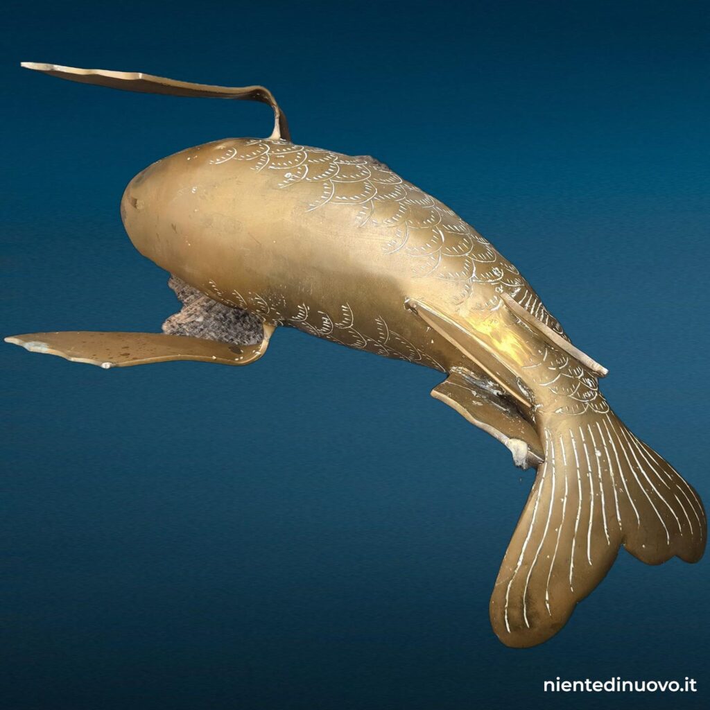 Scultura pesce Koi in ottone 40 cm con patina - immagine aggiuntiva 7