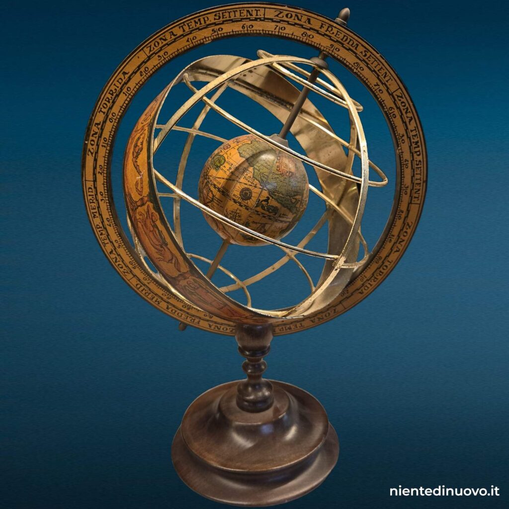 Mappamondo sfera armillare decorativa, vista frontale - immagine aggiuntiva 7
