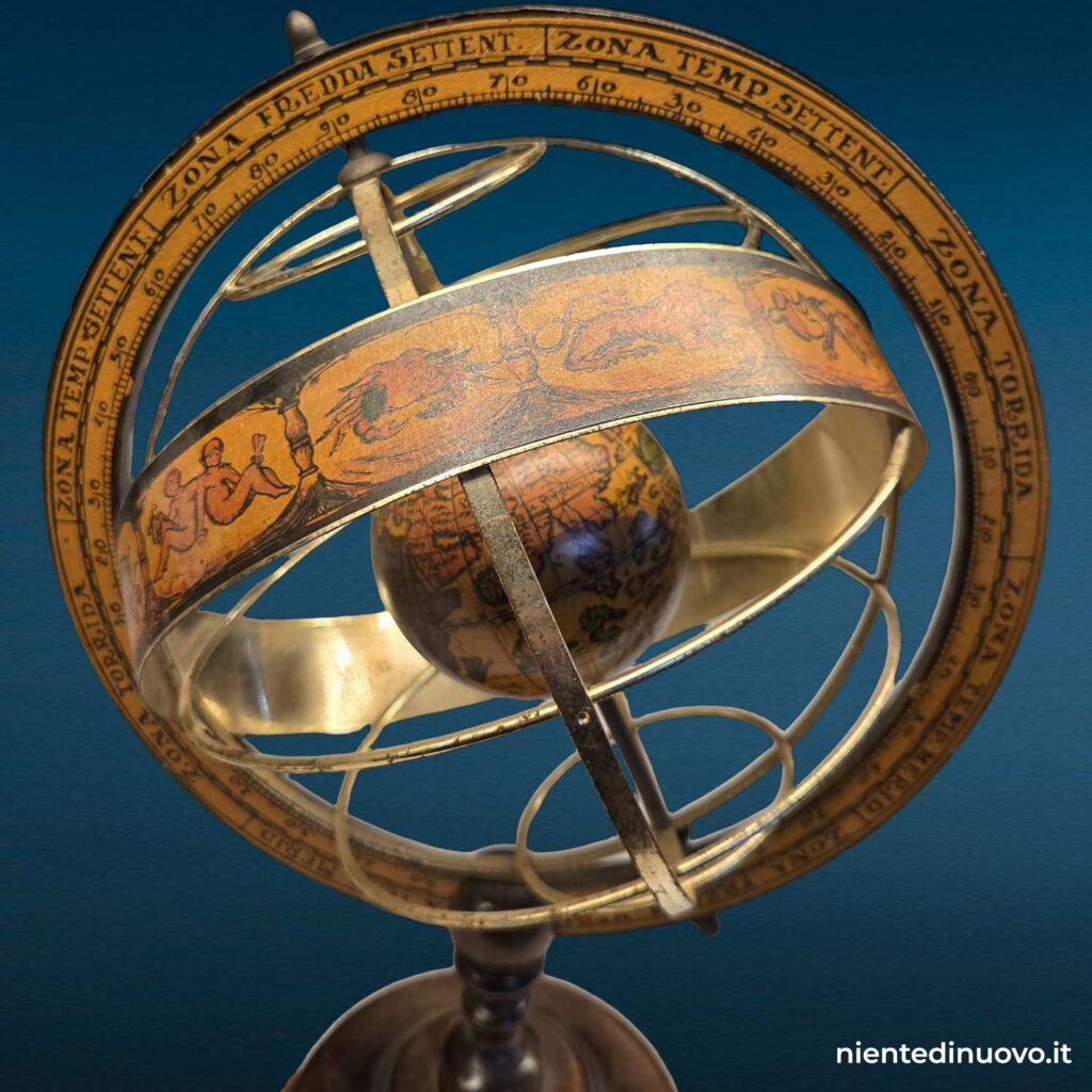 Mappamondo sfera armillare decorativa, vista frontale - immagine aggiuntiva 4