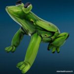 Scultura di rana in vetro verde con decorazioni in vetro - immagine aggiuntiva 7