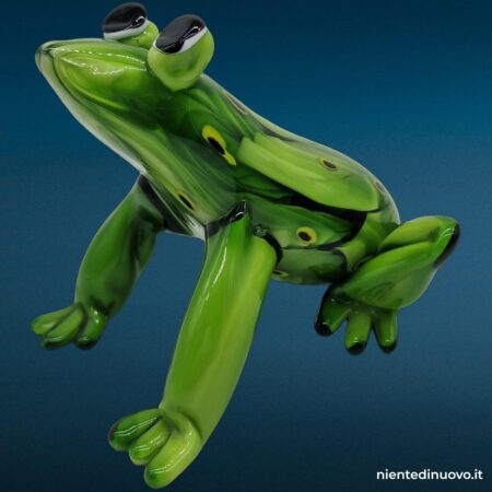 Scultura di rana in vetro verde con decorazioni in vetro - immagine aggiuntiva 7