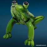 Scultura di rana in vetro verde con decorazioni in vetro - immagine aggiuntiva 2