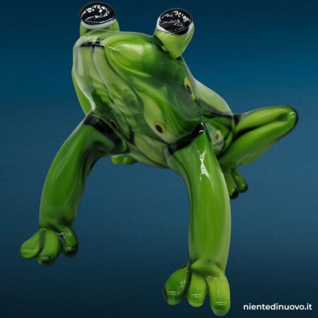 Scultura di rana in vetro verde con decorazioni in vetro - immagine aggiuntiva 2