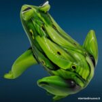 Scultura di rana in vetro verde con decorazioni in vetro - immagine aggiuntiva 5