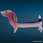 Scultura di bassotto in vetro rosa e nero - immagine aggiuntiva 8