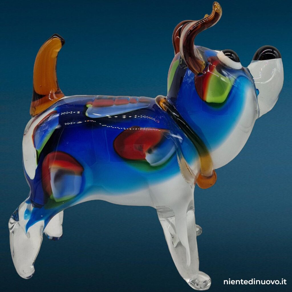 Scultura a forma di cagnolino in vetro colorato - immagine aggiuntiva 2