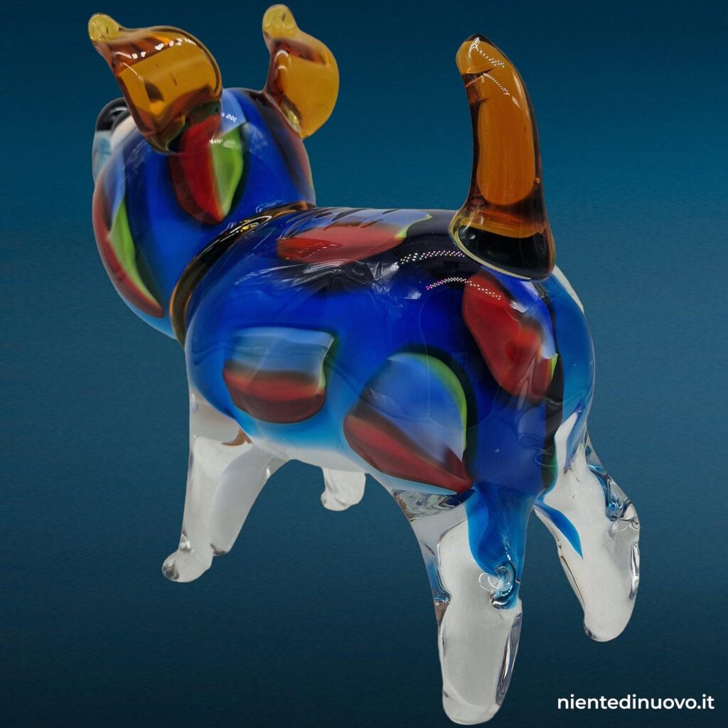 Scultura a forma di cagnolino in vetro colorato - immagine aggiuntiva 3