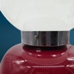 Lampada da tavolo in vetro rossa e bianca anni 70 - immagine aggiuntiva 8