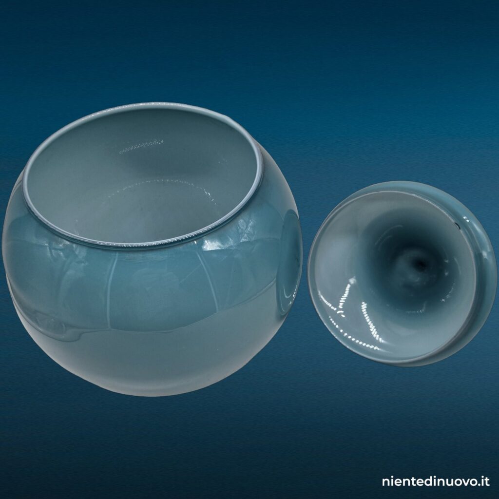 Vaso con coperchio in vetro soffiato blu, coperchio a tenda - immagine aggiuntiva 4